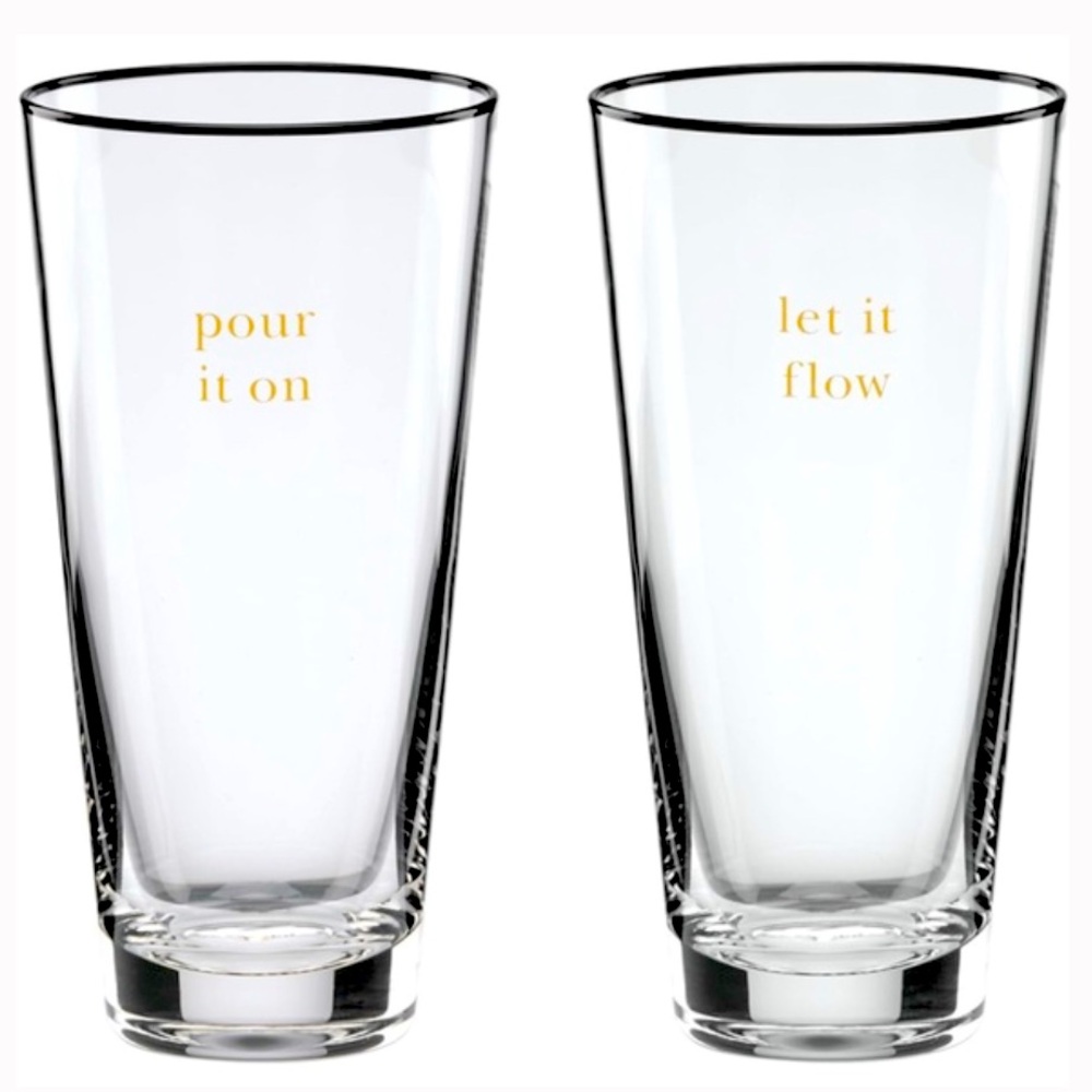 kate spade gold-lettered Clear Pint Glasses (set of 2)